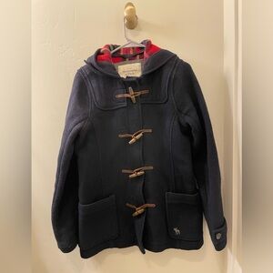 Abercrombie & Fitch Navy Women’s Hooded Toggle Wool Pea Coat
